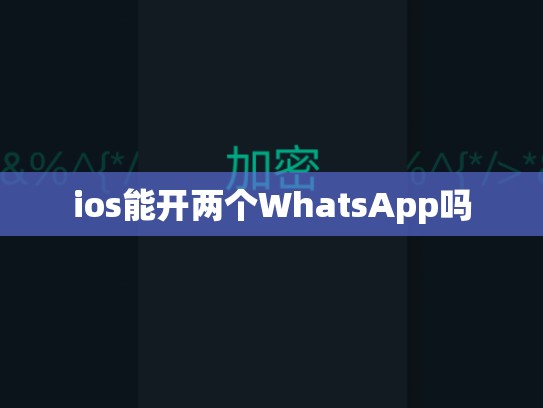 ios能开两个WhatsApp吗
