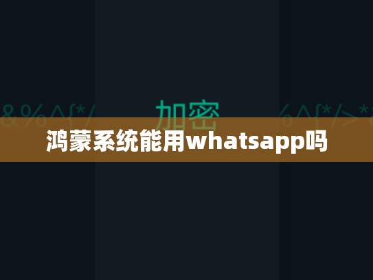 鸿蒙系统能用whatsapp吗