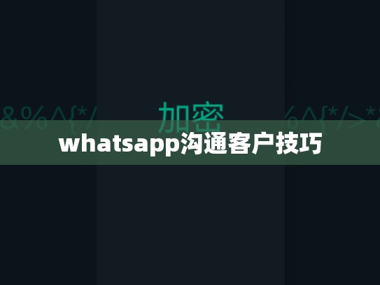 whatsapp沟通客户技巧
