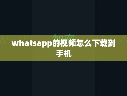 whatsapp的视频怎么下载到手机
