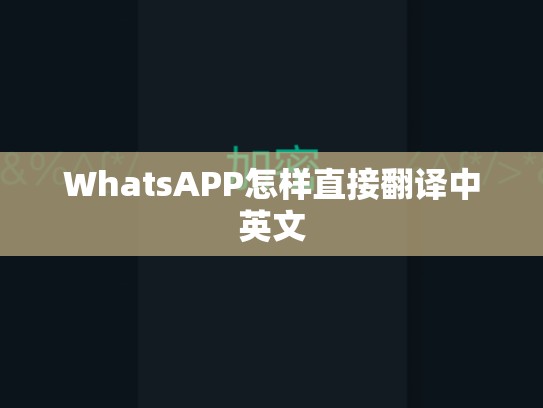 WhatsAPP怎样直接翻译中英文
