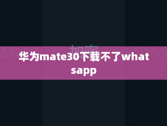 华为mate30下载不了whatsapp