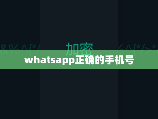 whatsapp正确的手机号