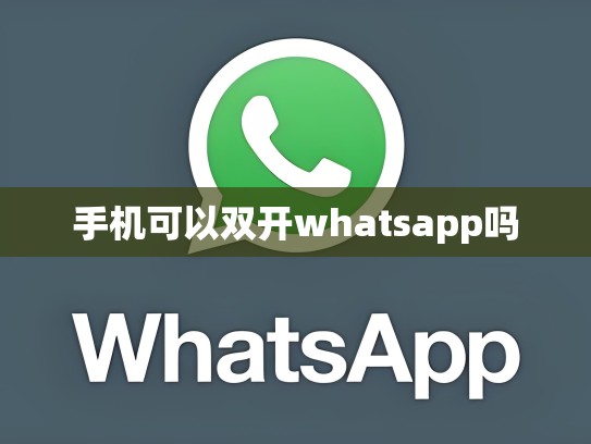 手机可以双开whatsapp吗