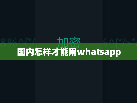 国内怎样才能用whatsapp