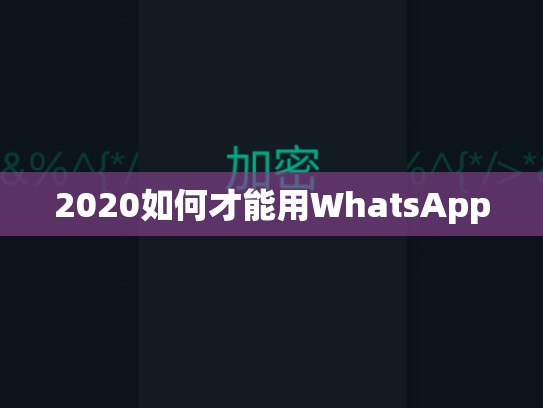 2020如何才能用WhatsApp