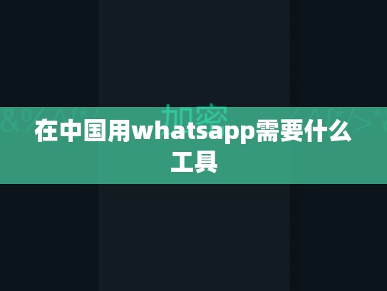 在中国用whatsapp需要什么工具