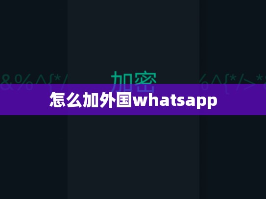 怎么加外国whatsapp