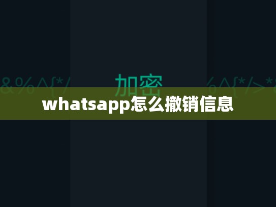 whatsapp怎么撤销信息