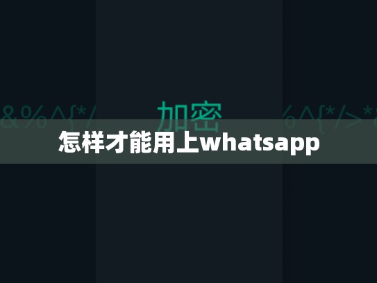 怎样才能用上whatsapp