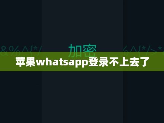 苹果whatsapp登录不上去了