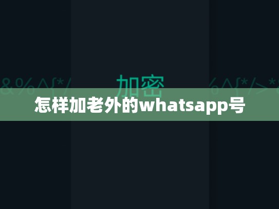 怎样加老外的whatsapp号