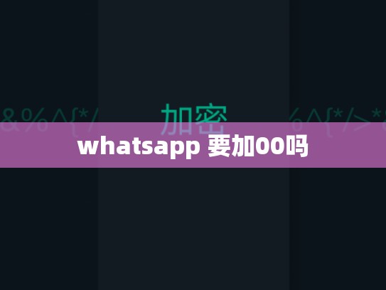 whatsapp 要加00吗