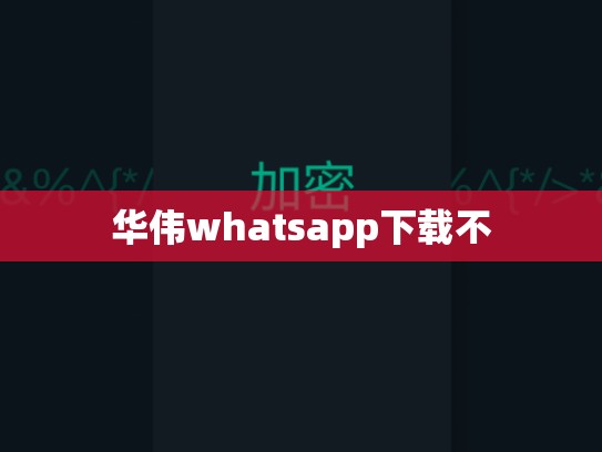 华伟whatsapp下载不