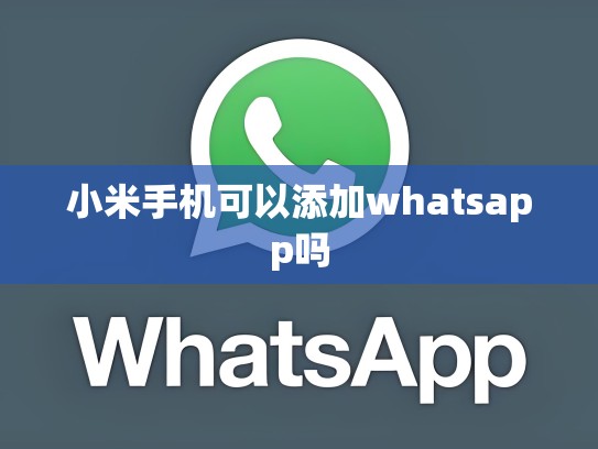 小米手机可以添加whatsapp吗