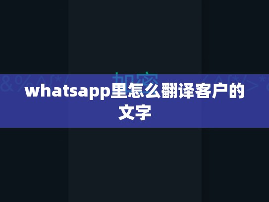 whatsapp里怎么翻译客户的文字