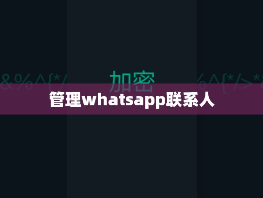 管理whatsapp联系人