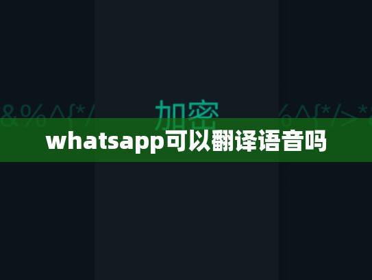 whatsapp可以翻译语音吗