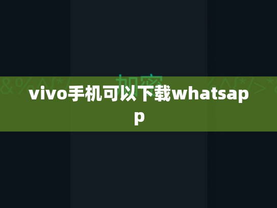 vivo手机可以下载whatsapp