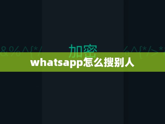 whatsapp怎么搜别人