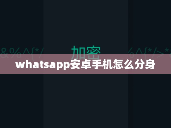 whatsapp安卓手机怎么分身