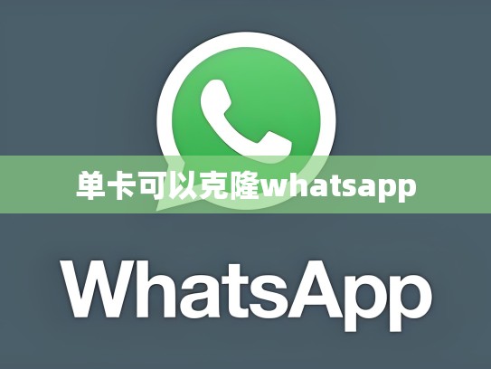 单卡可以克隆whatsapp