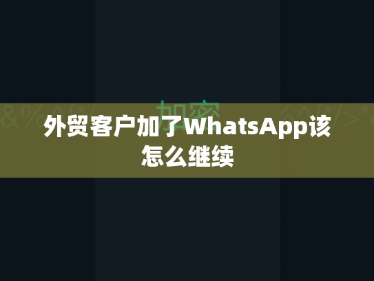 外贸客户加了WhatsApp该怎么继续