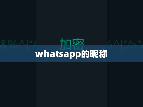 whatsapp的昵称