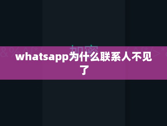 whatsapp为什么联系人不见了