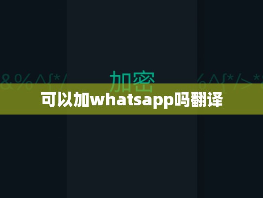 可以加whatsapp吗翻译