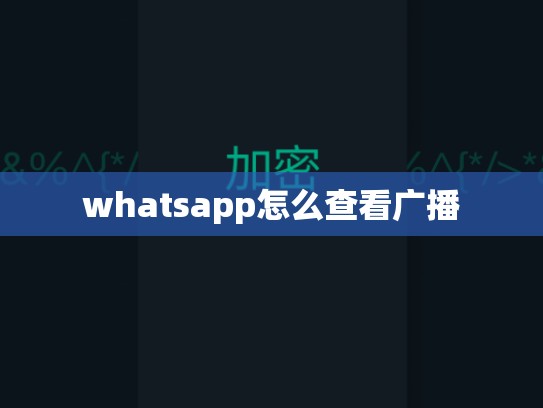 whatsapp怎么查看广播