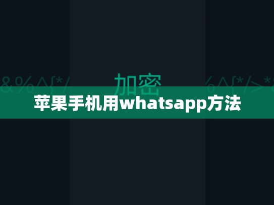 苹果手机用whatsapp方法