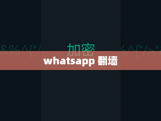 whatsapp 翻墙
