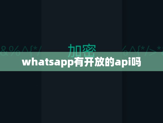 whatsapp有开放的api吗