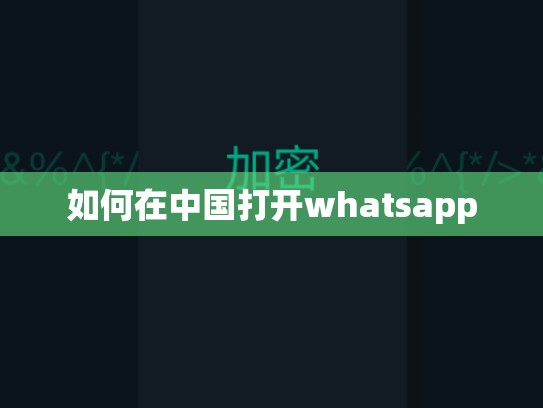 如何在中国打开whatsapp