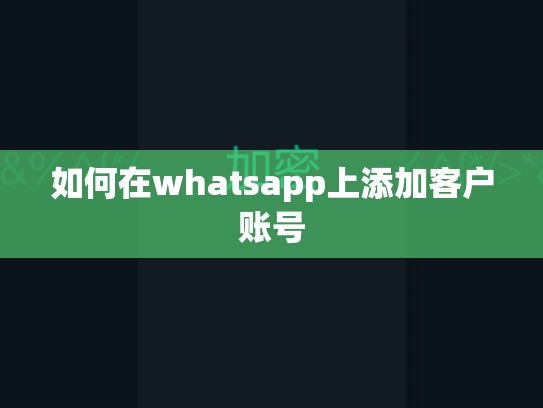 如何在whatsapp上添加客户账号