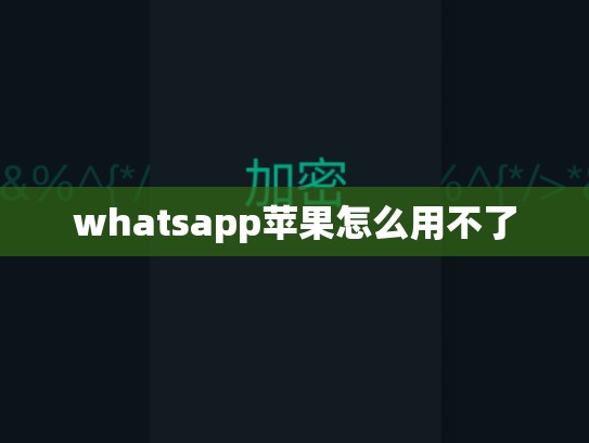 whatsapp苹果怎么用不了