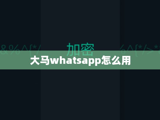 大马whatsapp怎么用