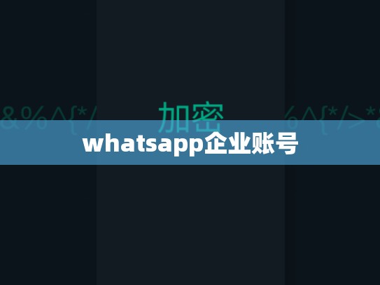 whatsapp企业账号