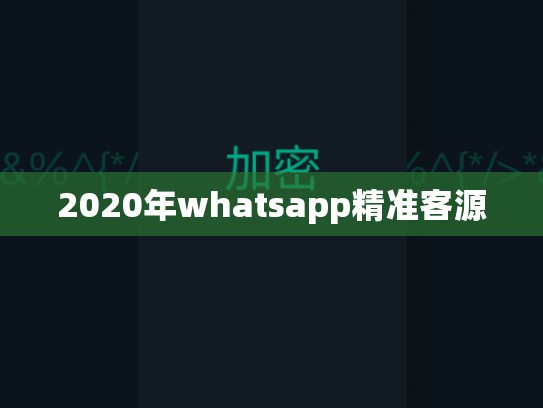 2020年whatsapp精准客源