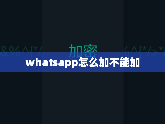 whatsapp怎么加不能加
