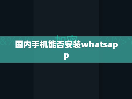 国内手机能否安装whatsapp