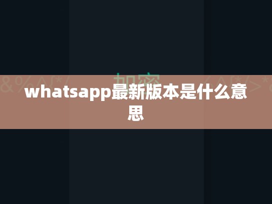 whatsapp最新版本是什么意思