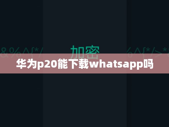 华为p20能下载whatsapp吗