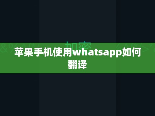 苹果手机使用whatsapp如何翻译