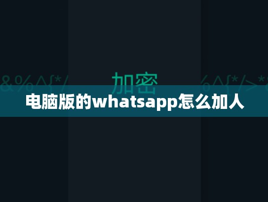 电脑版的whatsapp怎么加人