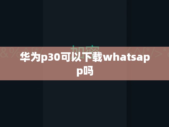 华为p30可以下载whatsapp吗