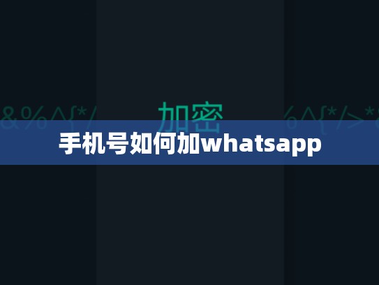 手机号如何加whatsapp