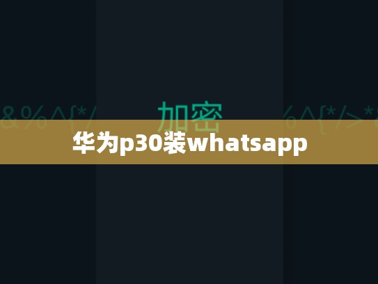 华为p30装whatsapp
