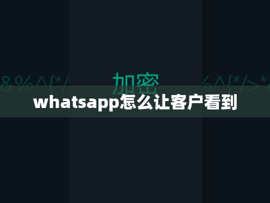 whatsapp怎么让客户看到